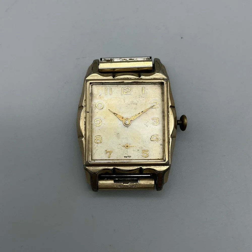 Vintage Benrus Mens Watch 27mm Champagne Dial 10K RGP Swiss Manual For Parts